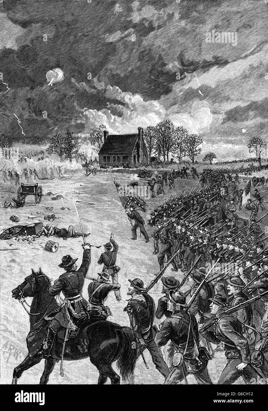 1860 maggio 1863 generale Stonewall Jackson carica di leader delle truppe confederate CHANCELLORSVILLE SPOTSYLVANIA VIRGINIA Foto Stock