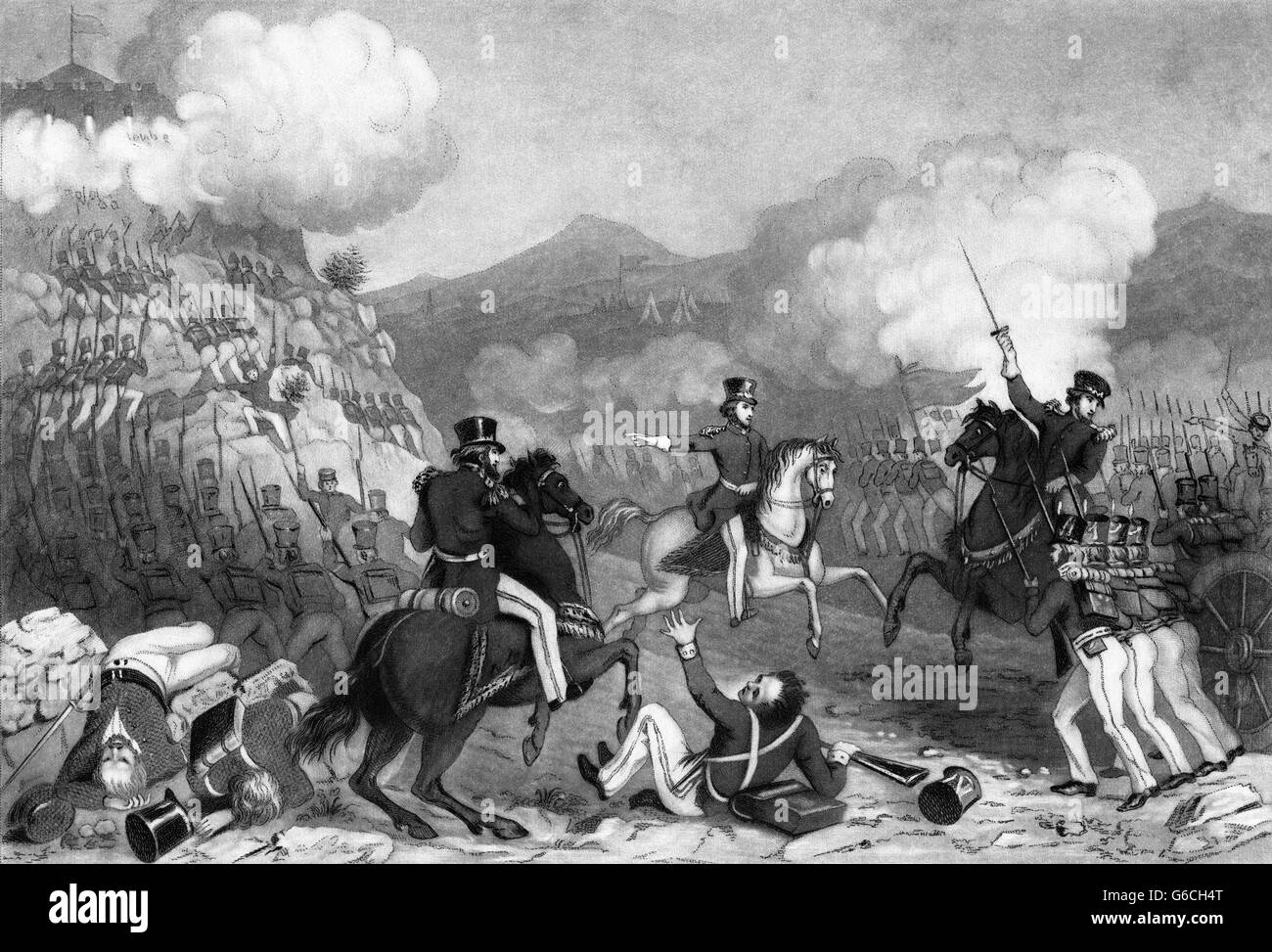 1840s SETTEMBRE 1847 truppe americane STORMING PALACE HILL alla battaglia di Chapultepec messicano guerra americana Foto Stock