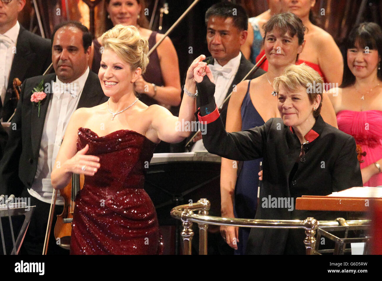 US mezzo- Soprano Joyce Didonato è visto durante l'ultima Notte delle Prom alla Sala reale Alberto. Foto Stock