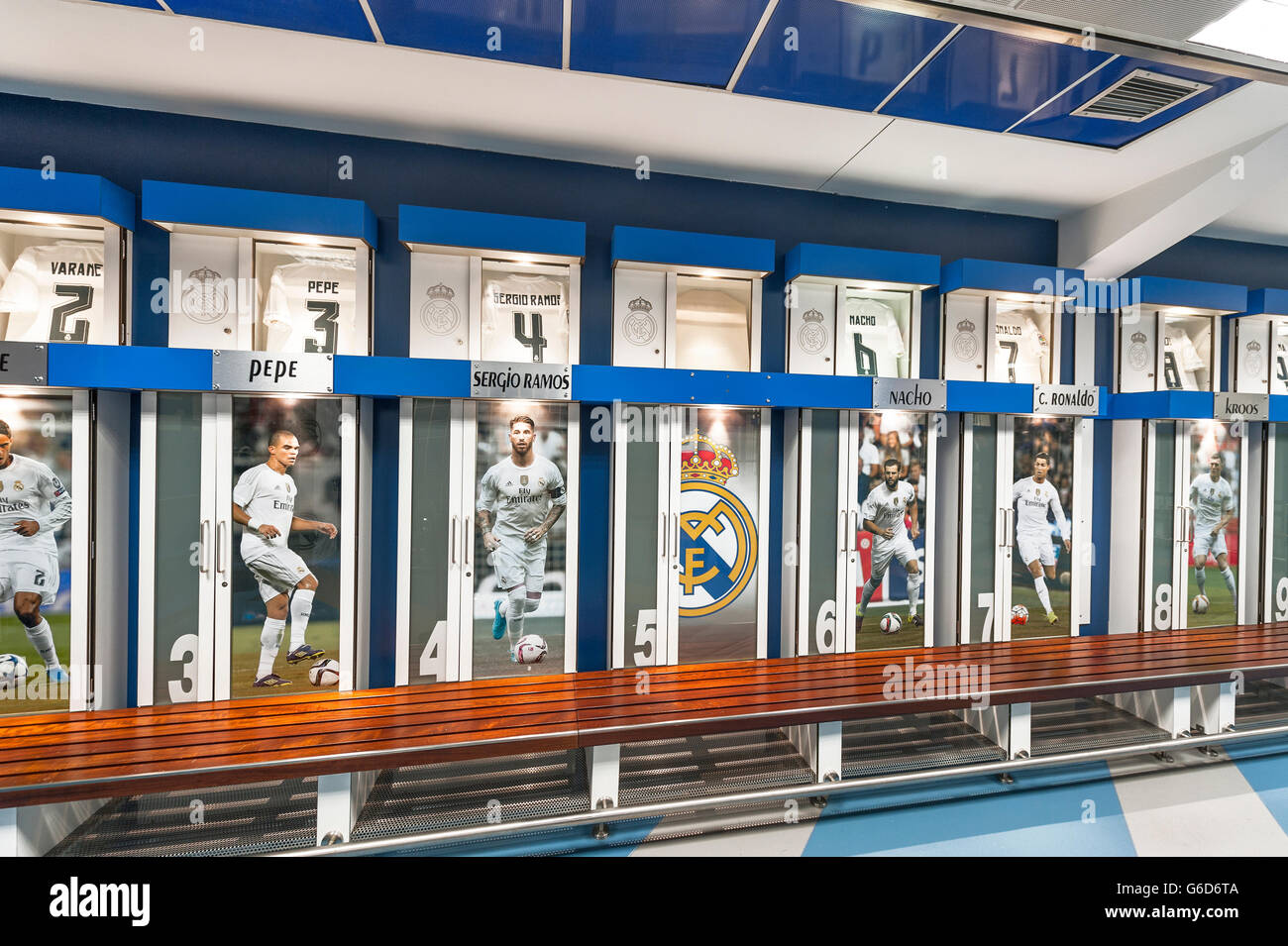 La visita allo stadio Santiago Bernabeu Foto Stock