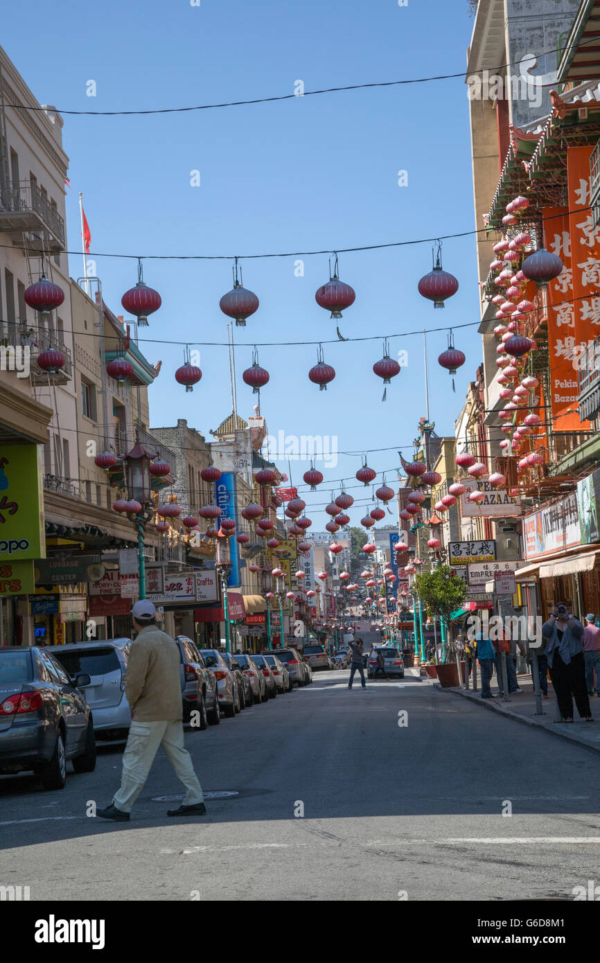 China town street scene, in San Fransisco, Califrornia. Foto Stock