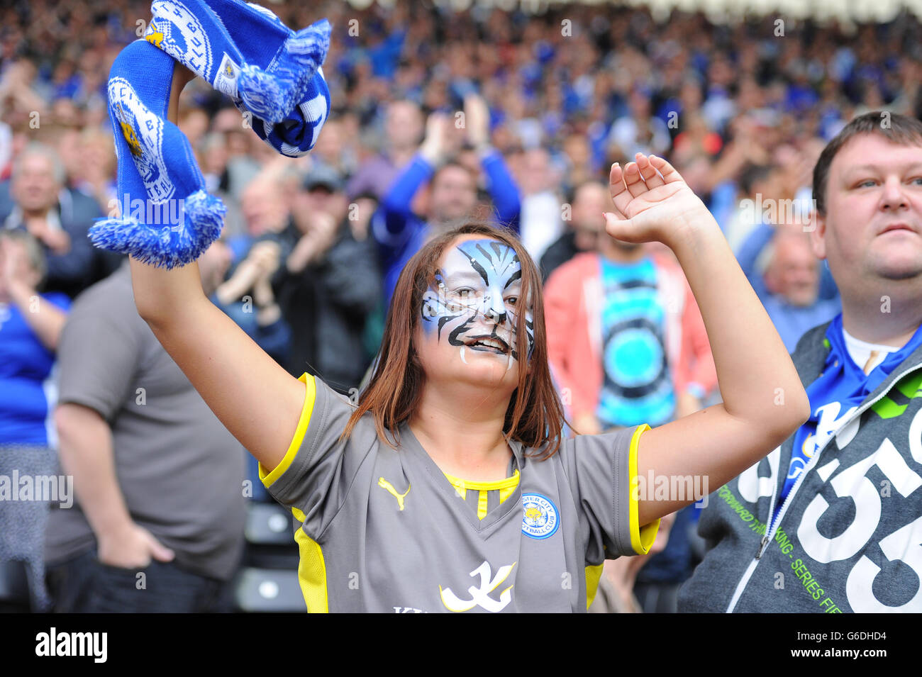 Calcio - Sky Bet Football League Championship - Derby County v Leicester City - Pride Park. Un fan di Leicester City negli stand durante il gioco. Foto Stock