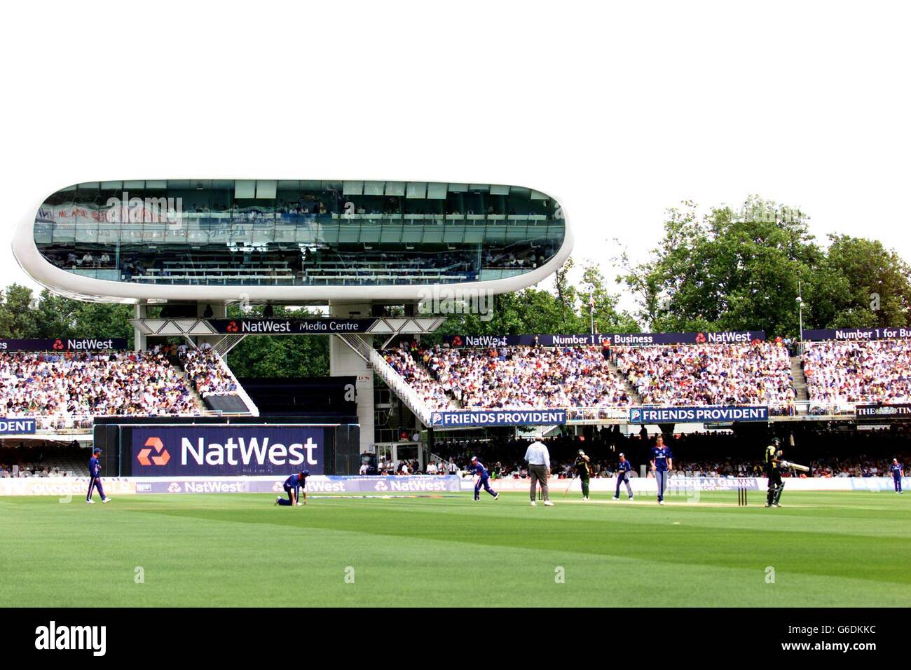 Vista del centro media durante la terza partita NatWest Challenge tra Inghilterra e Pakistan a Lords, St John's Wood, Londra. L'Inghilterra ha sconfitto il Pakistan da 4 wickets. Foto Stock