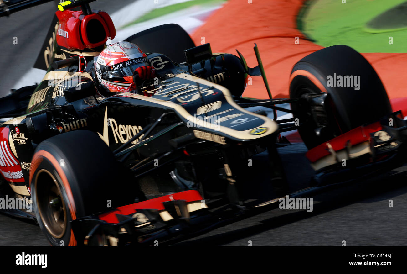 Lotus Romain Grosjean durante la giornata di prove libere per il Gran Premio d’Italia 2013 all’Autodromo di Monza, Italia. Foto Stock