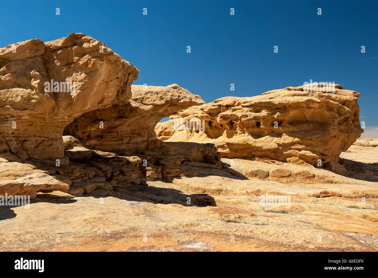 In cima alla scogliere di arenaria di El Malpais Monumento Nazionale vicino a sovvenzioni, Nuovo Messico Foto Stock