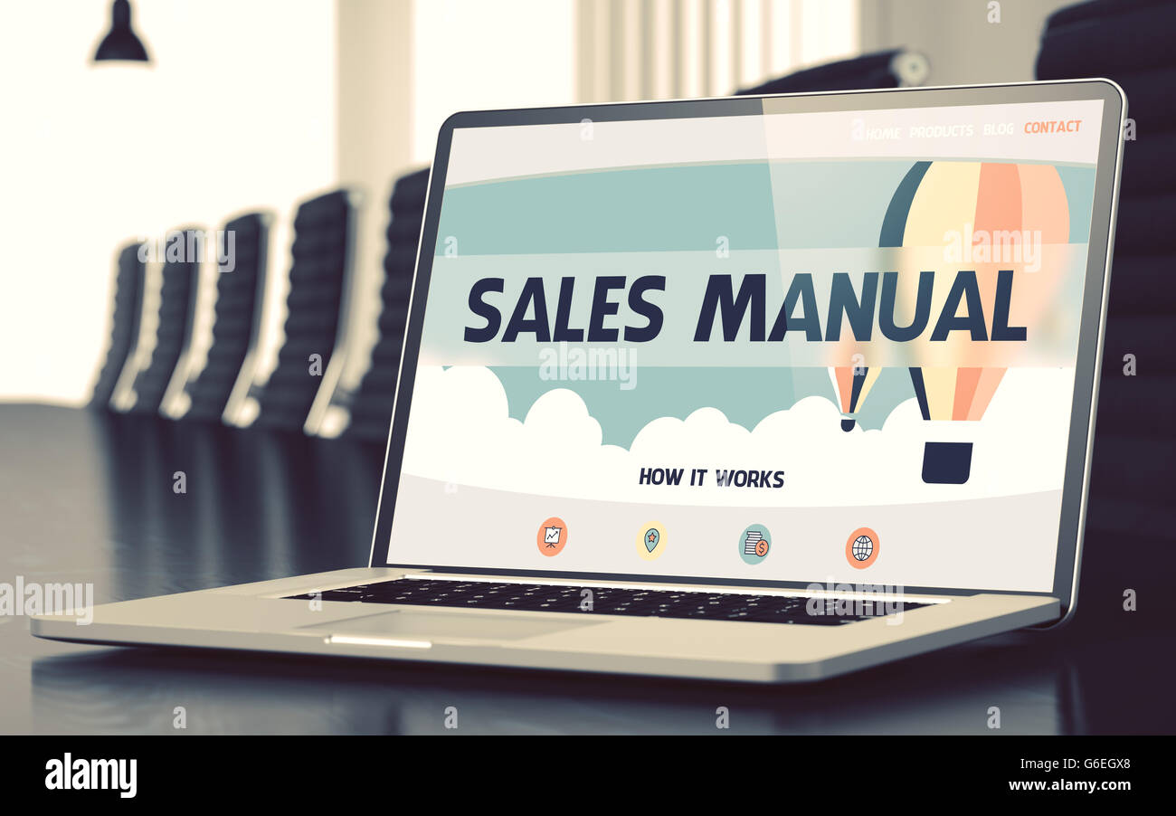 Il manuale di vendita concetto su uno schermo del notebook. Foto Stock