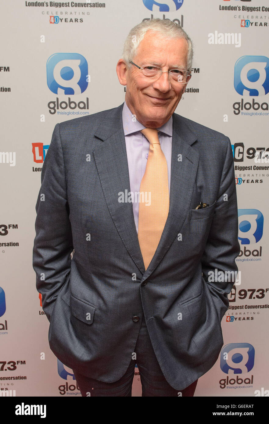 Nick Hewer al 40° compleanno della LBC 97.3, presso la Millbank Tower, a Westminster, nel centro di Londra. Foto Stock