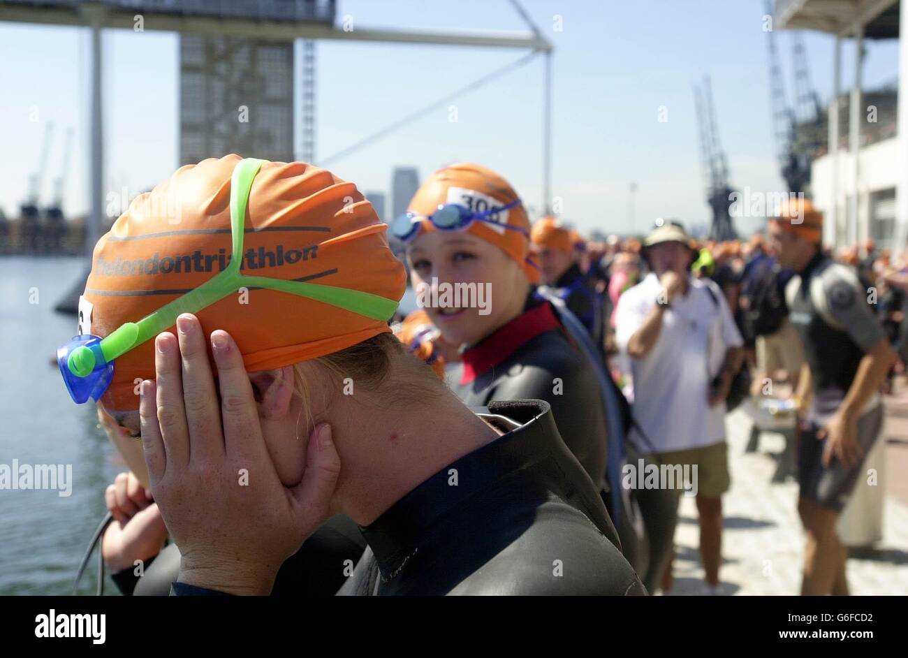 London Triathlon - Victoria Docks Foto Stock