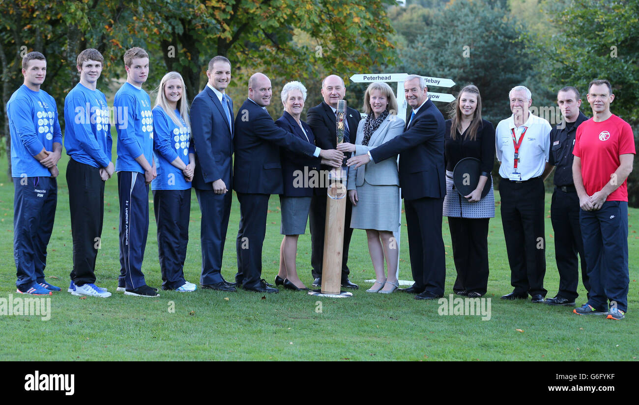 Glasgow 2014 Giochi del Commonwealth Baton relè percorso scozzese annuncio Foto Stock