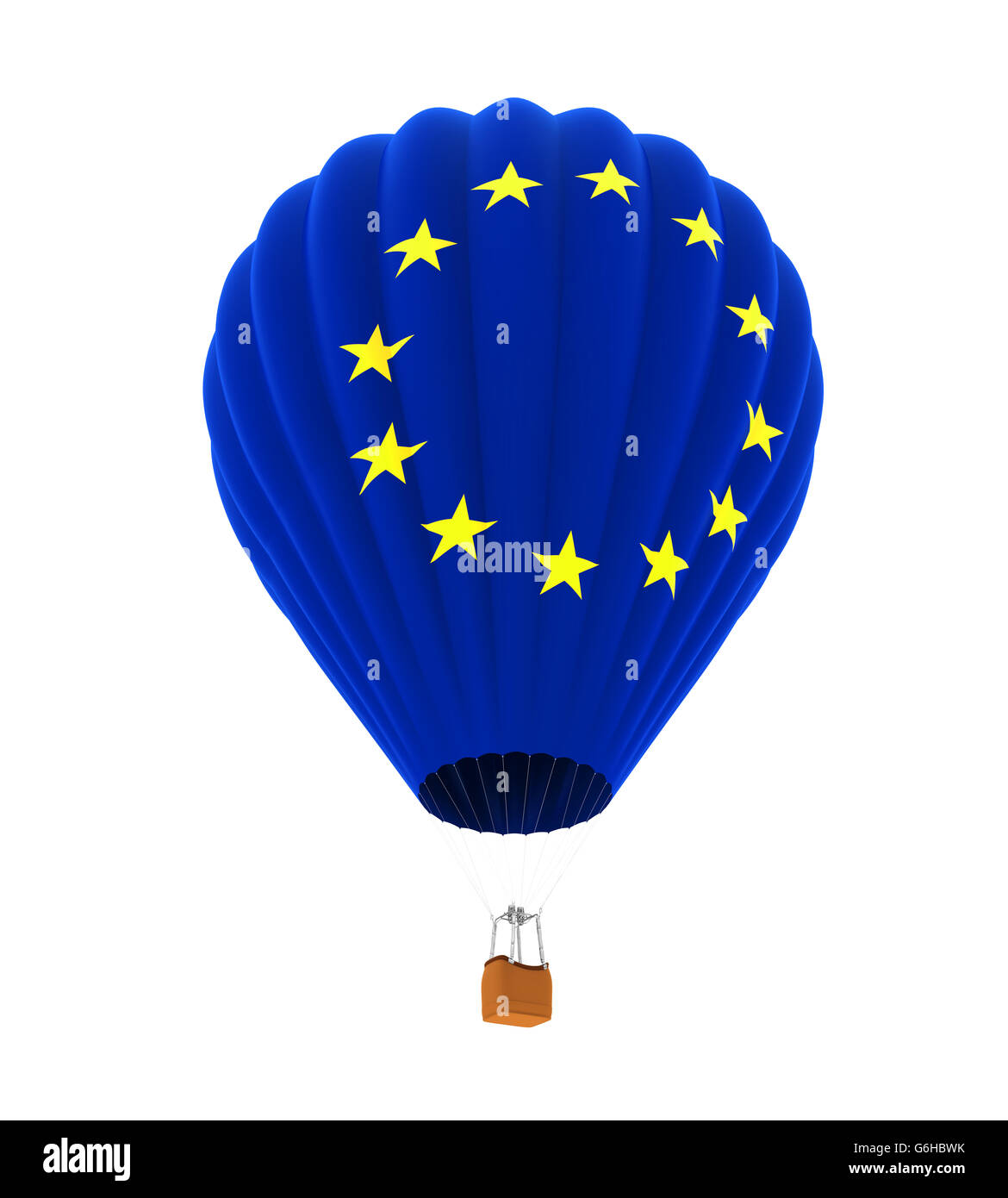 In mongolfiera ad aria calda con la bandiera della Unione Europea Foto Stock