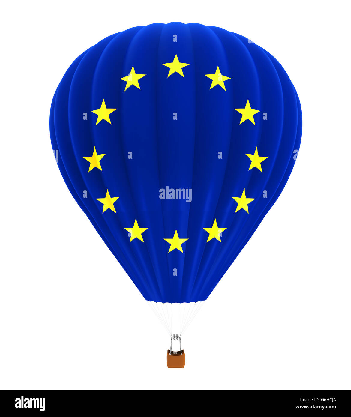 In mongolfiera ad aria calda con la bandiera della Unione Europea Foto Stock