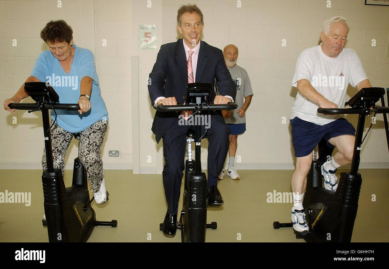 Tony Blair esercizio Foto Stock