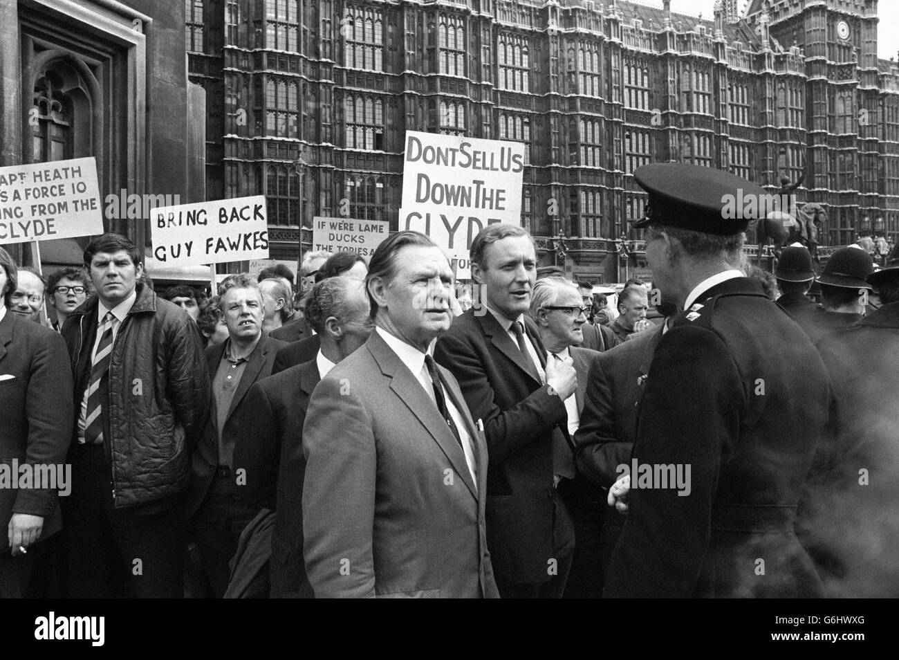 Politica - Clyde superiore ai cantieri navali protesta - Westminster, Londra Foto Stock