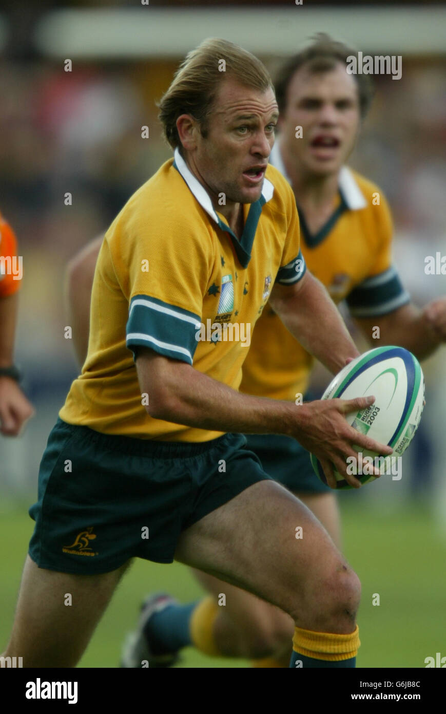 Chris Whitaker in azione durante la vittoria australiana del 142-0 sulla Namibia nel Rugby World Cup Pool UNA partita all'Oval Stadium di Adelaide. Foto Stock