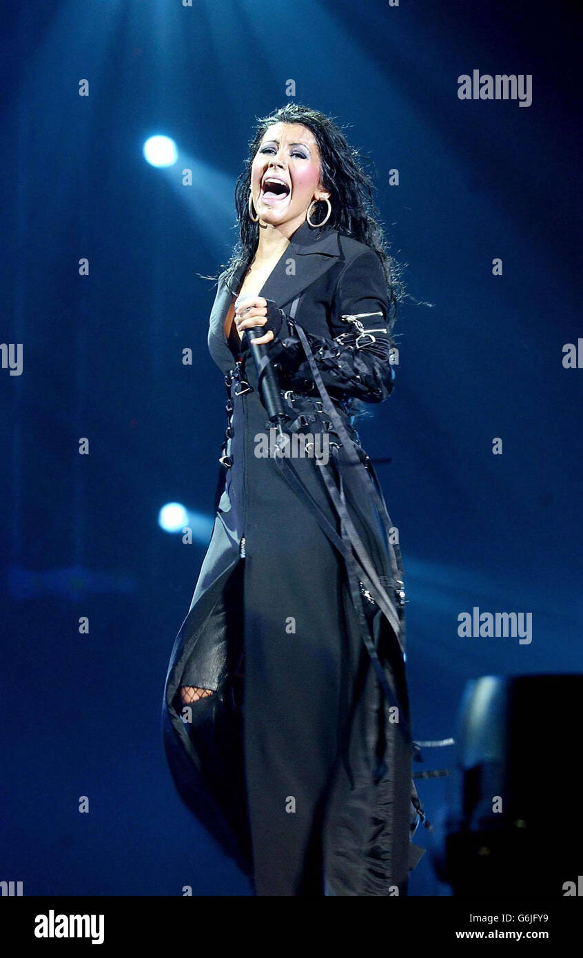 Christina Aguilera durante il suo concerto Foto Stock