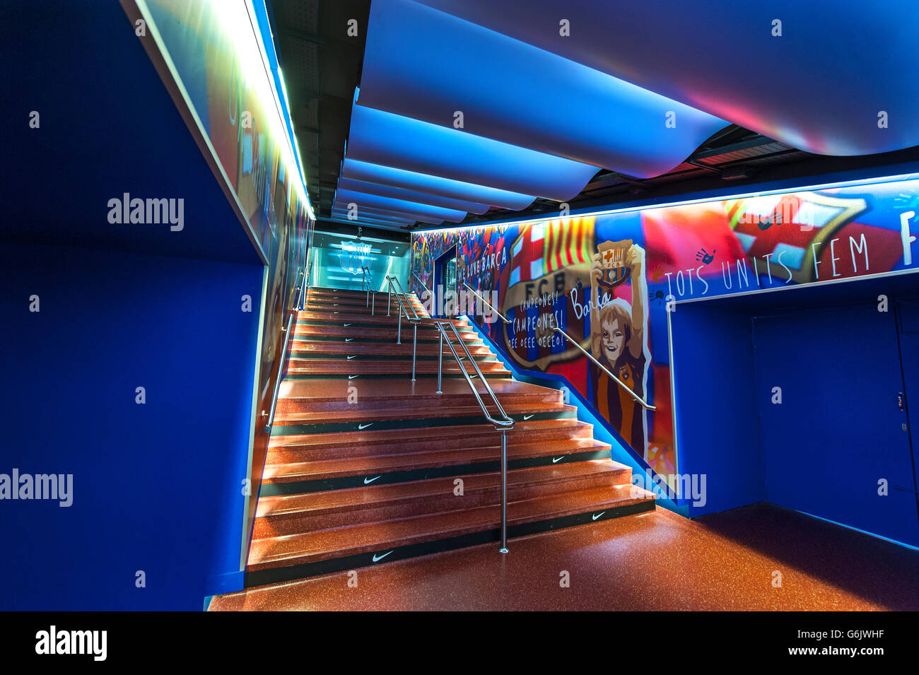 La visita dello stadio del Camp Nou Foto Stock