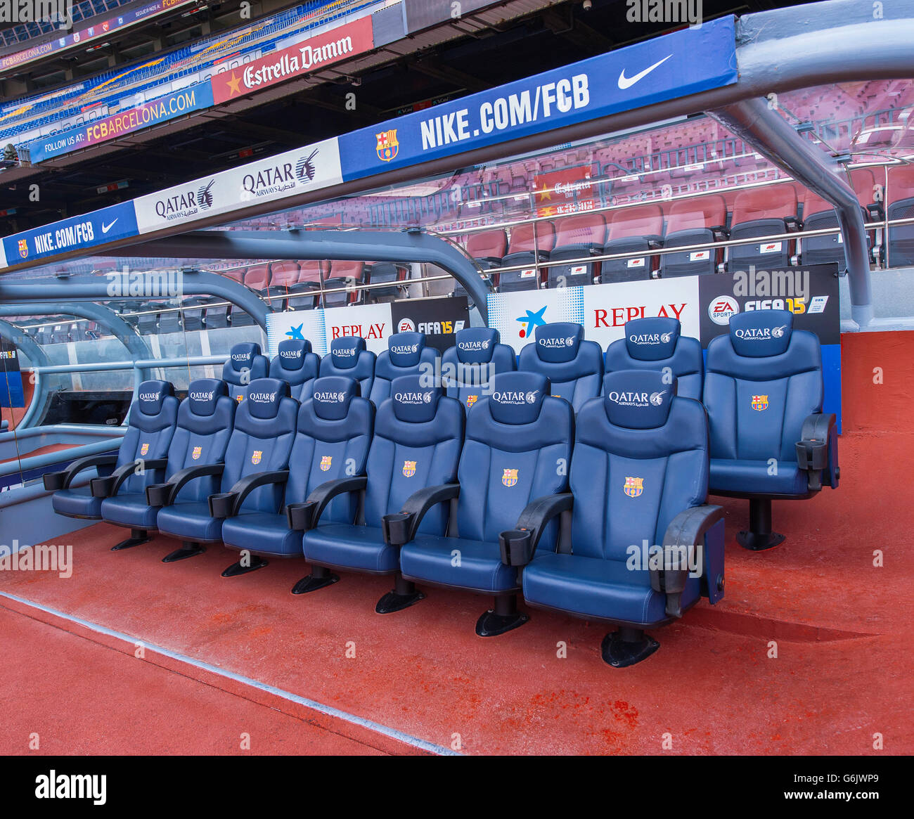 La visita dello stadio del Camp Nou Foto Stock