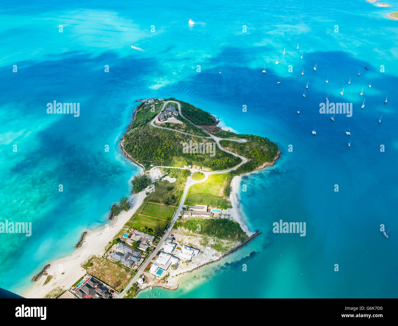 West Indies, Antigua e Barbuda, Antigua, vista aerea, Jolly Harbour Foto Stock