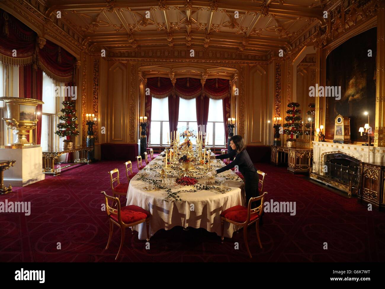 Preparazioni di Natale al Castello di Windsor Foto Stock