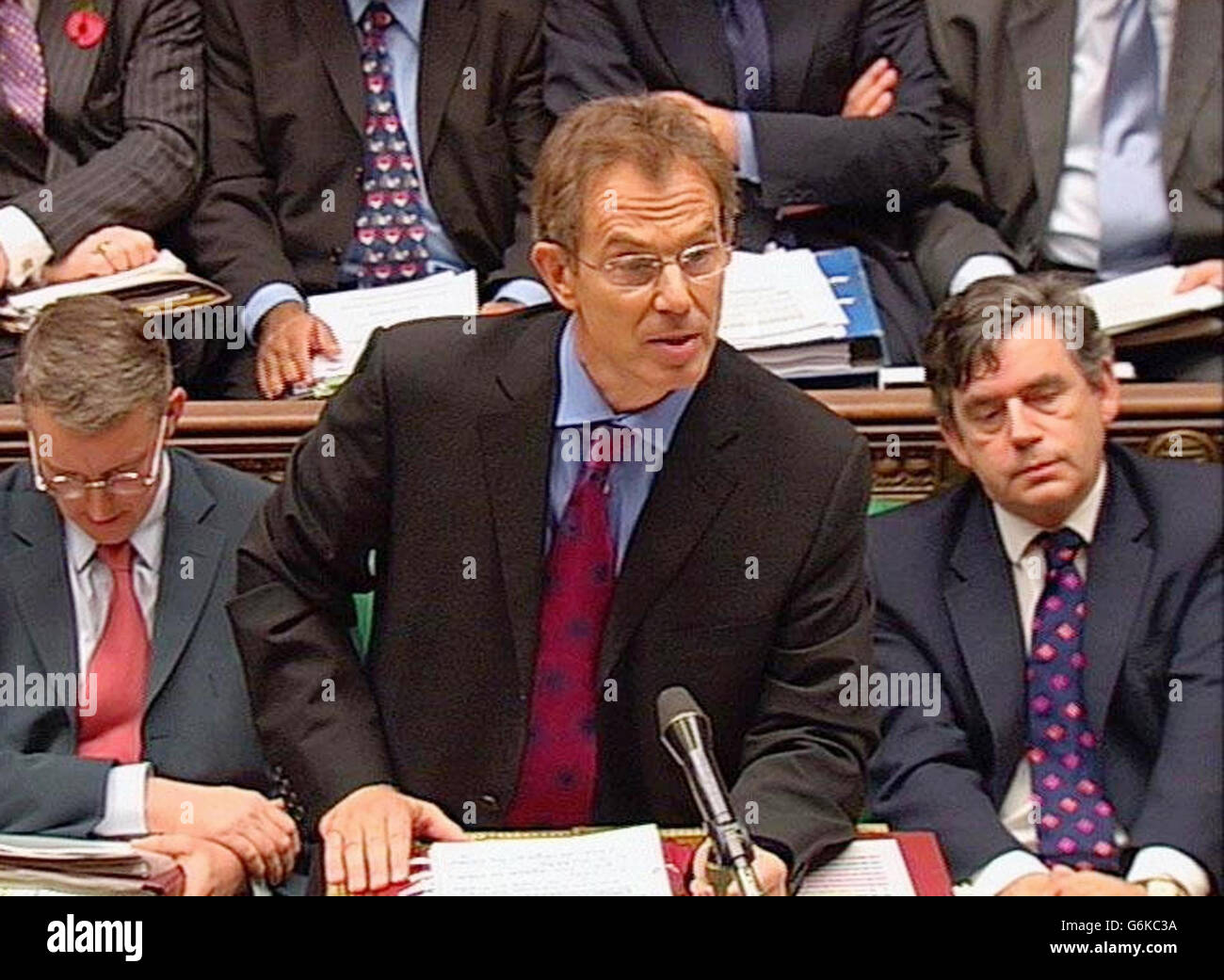 Video grab del primo Ministro Tony Blair che parla durante le interrogazioni del primo Ministro alla Camera dei Comuni, Londra. Foto Stock