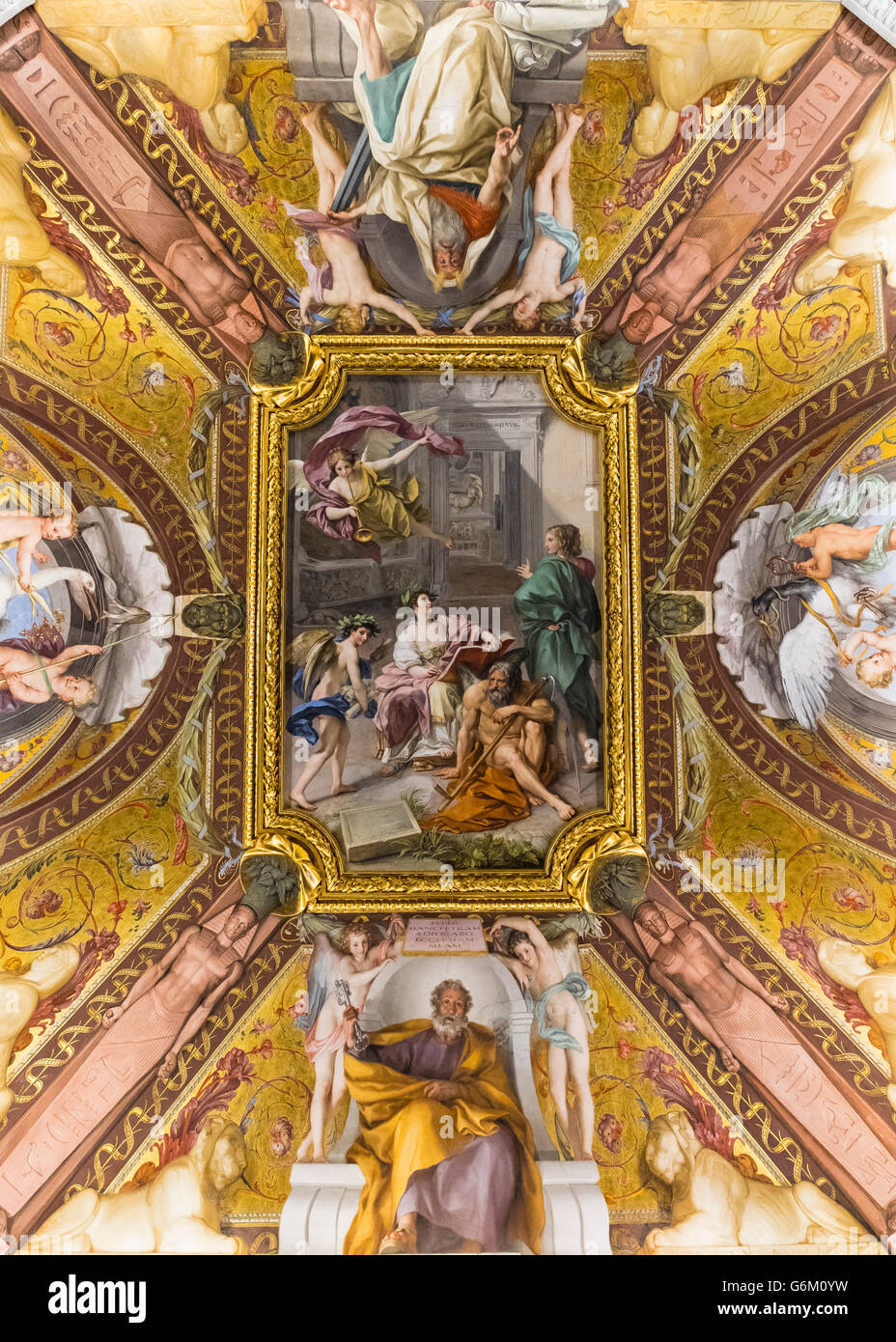 Tetto ornato nel Museo del Vaticano a Roma, Italia Foto Stock