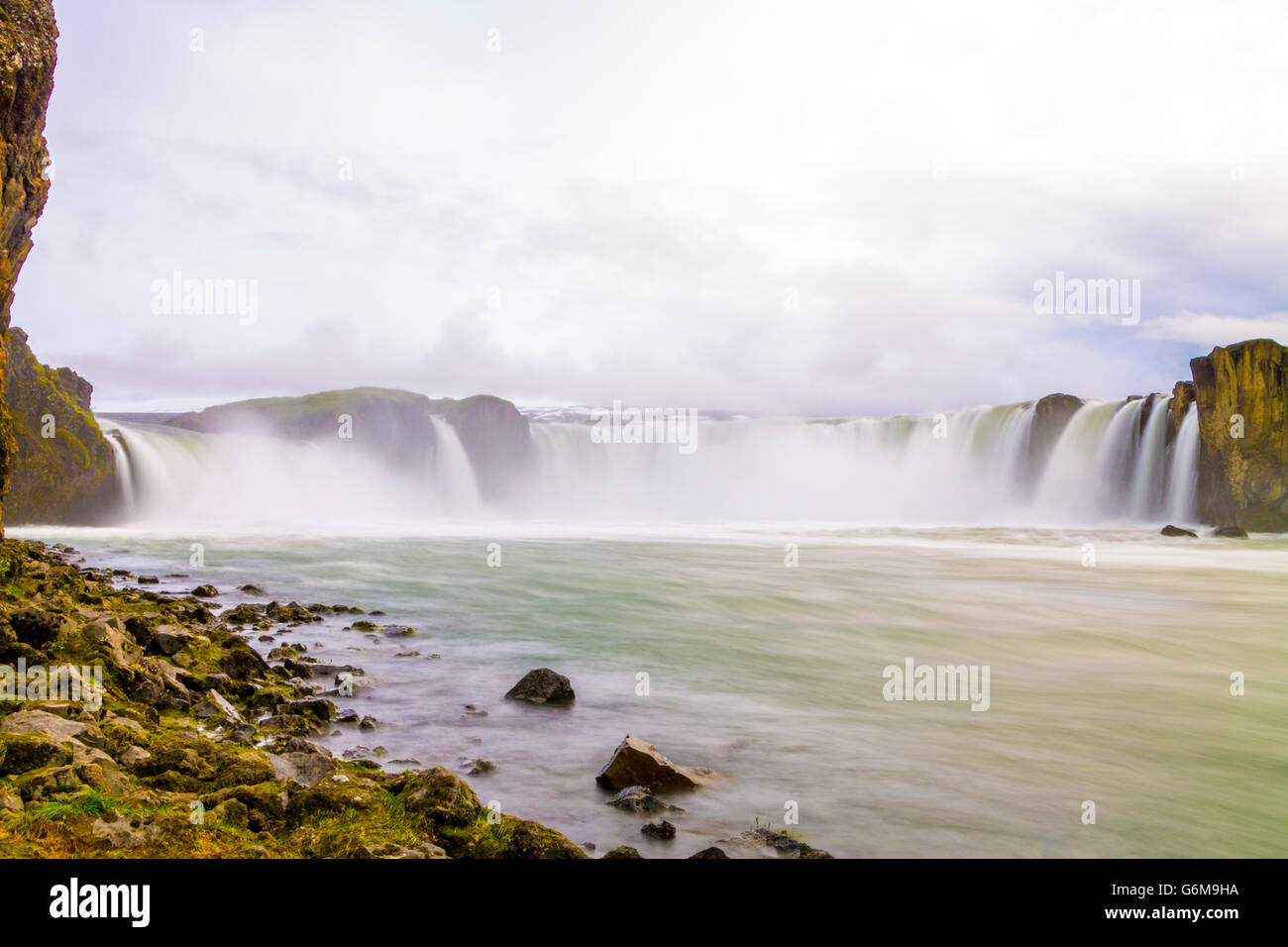 Wasserfall nell isola, Cascata in Islanda, Godafoss Foto Stock