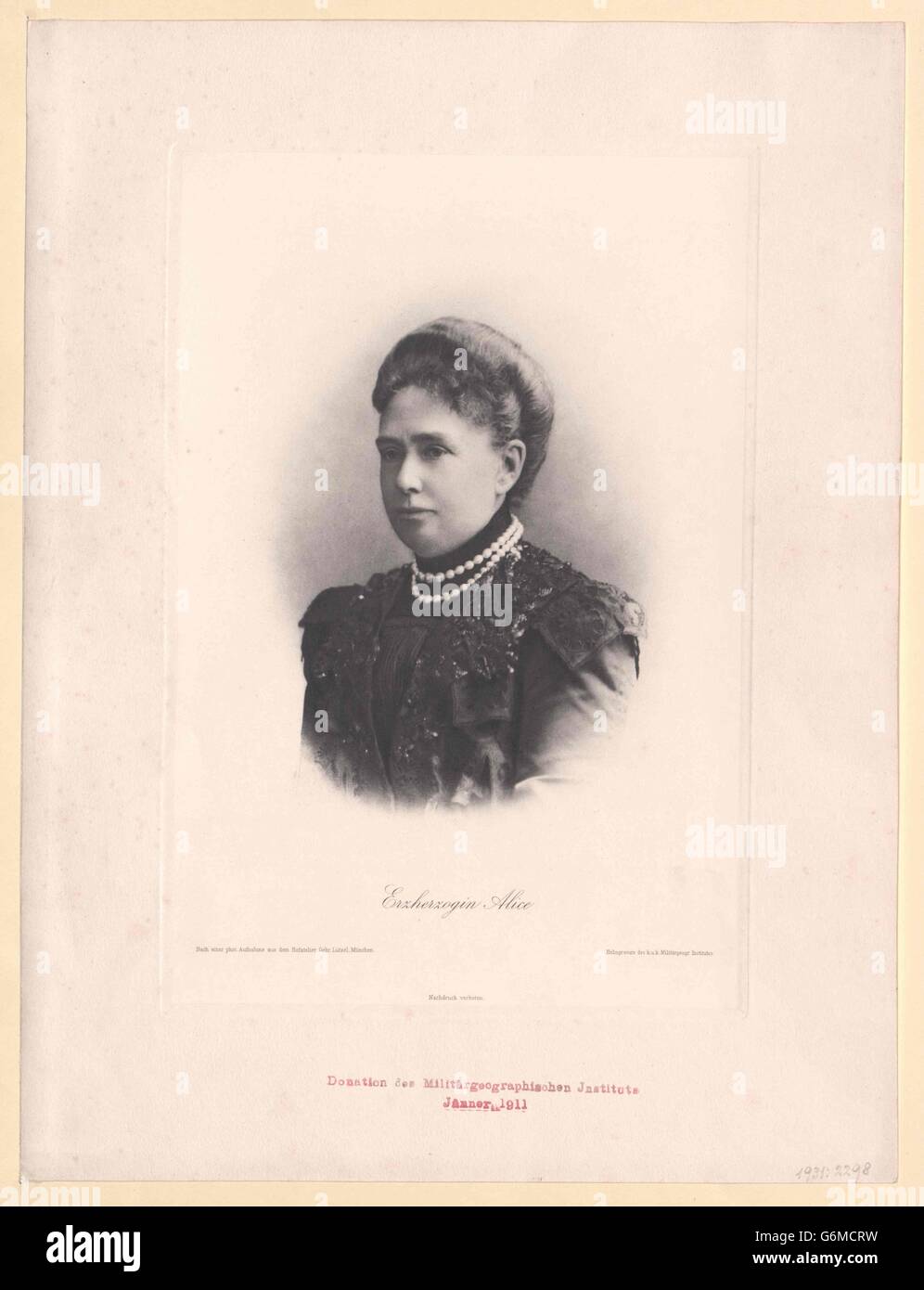 Alice, Prinzessin von Bourbon von Parma Foto Stock