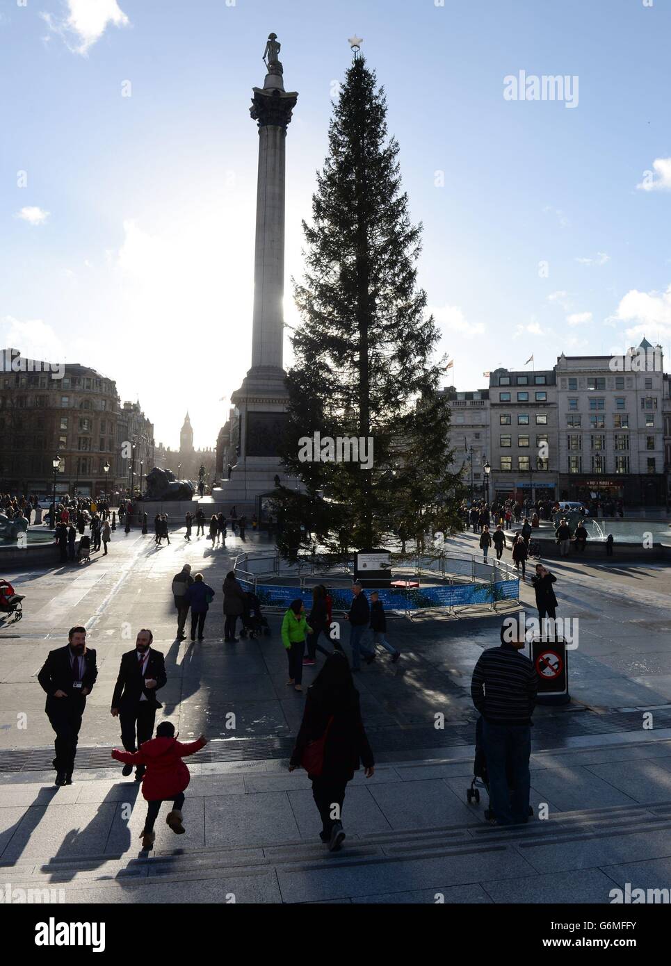 Natale a Londra. Trafalgar Square nel centro di Londra. Foto Stock