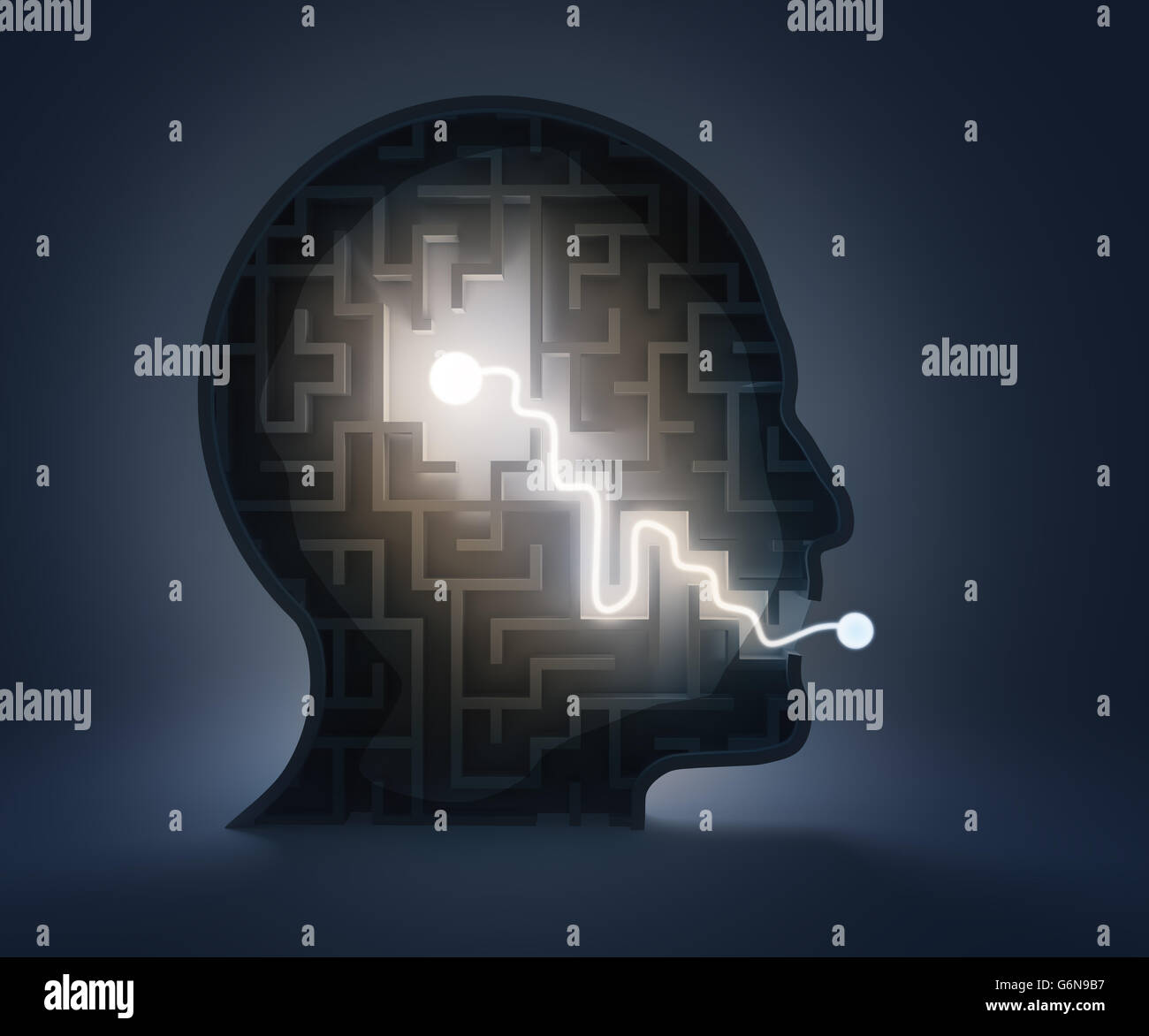 Un labirinto all'interno di una testa - dal cervello di intervento Foto Stock