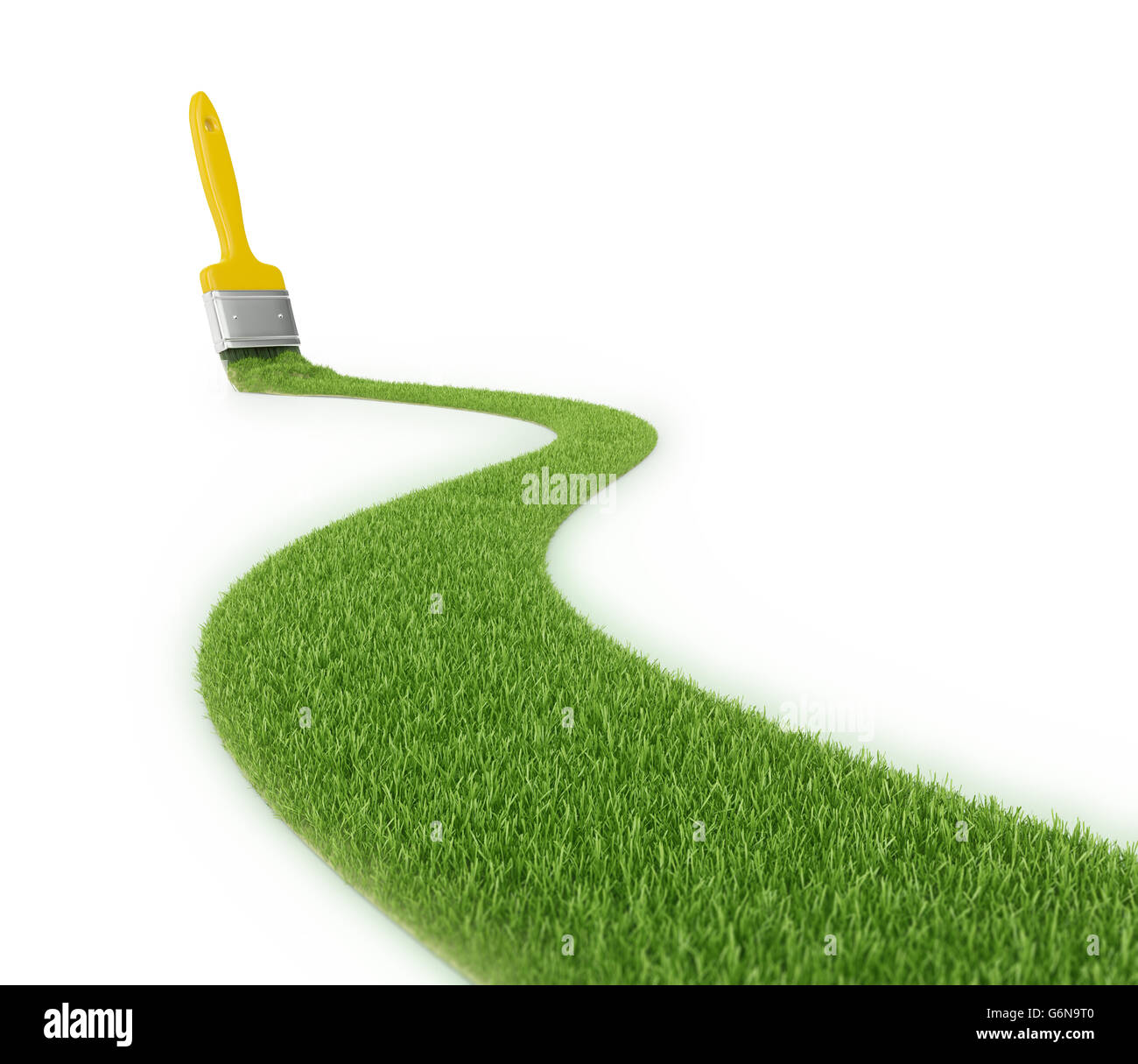 Percorso di erba fatta con una corsa di un pennello - 3D illustrazione Foto Stock