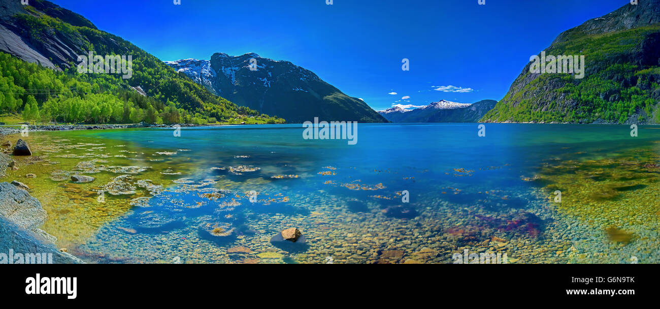 Panorama di un fiordo norvegese Foto Stock
