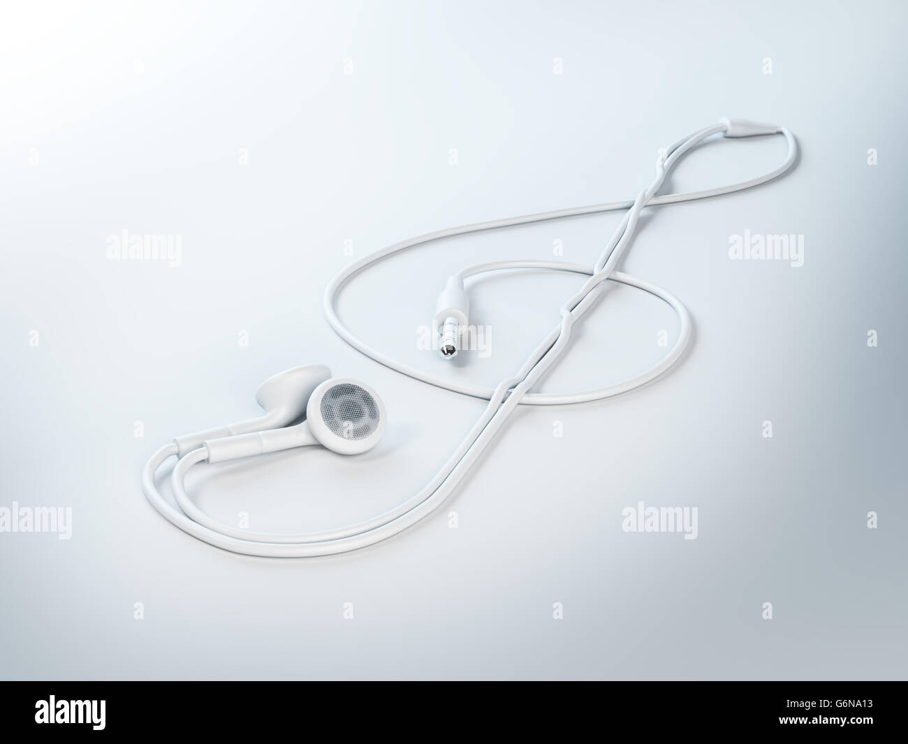 Auricolari formando un musical clef forma - 3D illustrazione Foto Stock