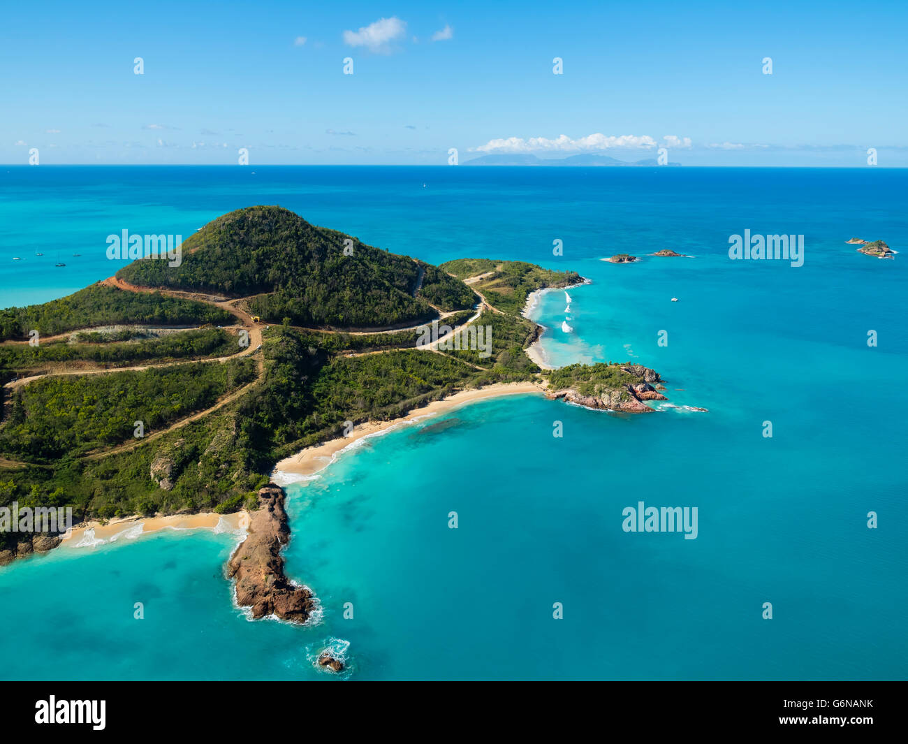 West Indies, Antigua e Barbuda, Antigua, vista aerea, Yepton Beach Foto Stock
