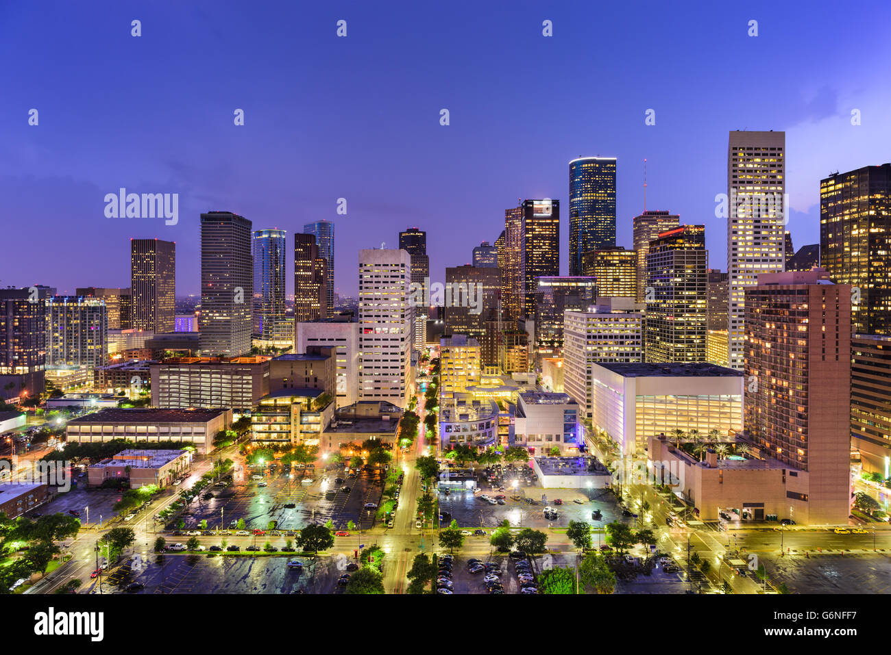 Houston, Texas, Stati Uniti d'America downtown skyline della citta'. Foto Stock