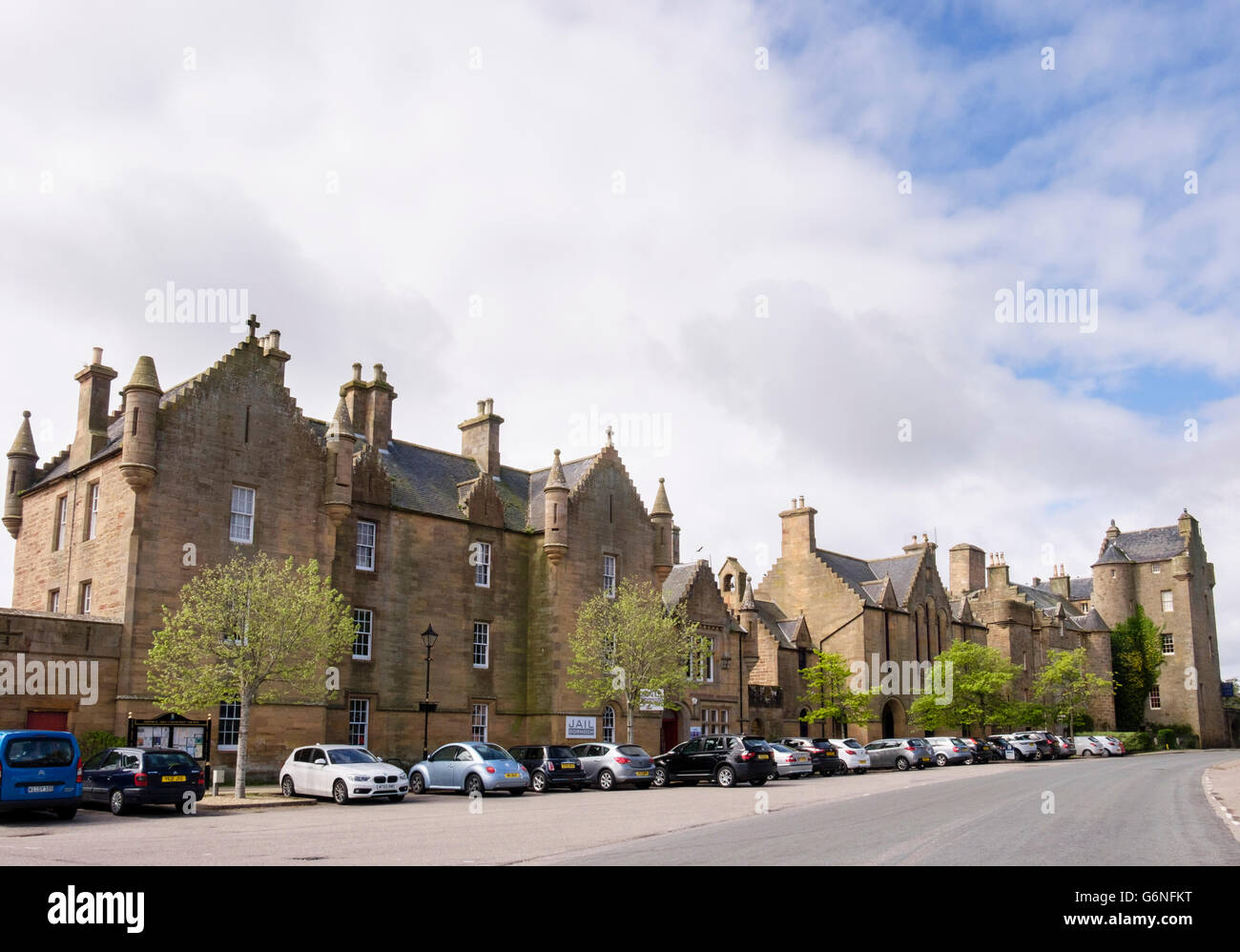 Dornoch Carcere e Castello Hotel (ex Palazzo del Vescovo). Royal Burgh di Dornoch, Sutherland, Highland regione, Scozia, Regno Unito, Gran Bretagna Foto Stock