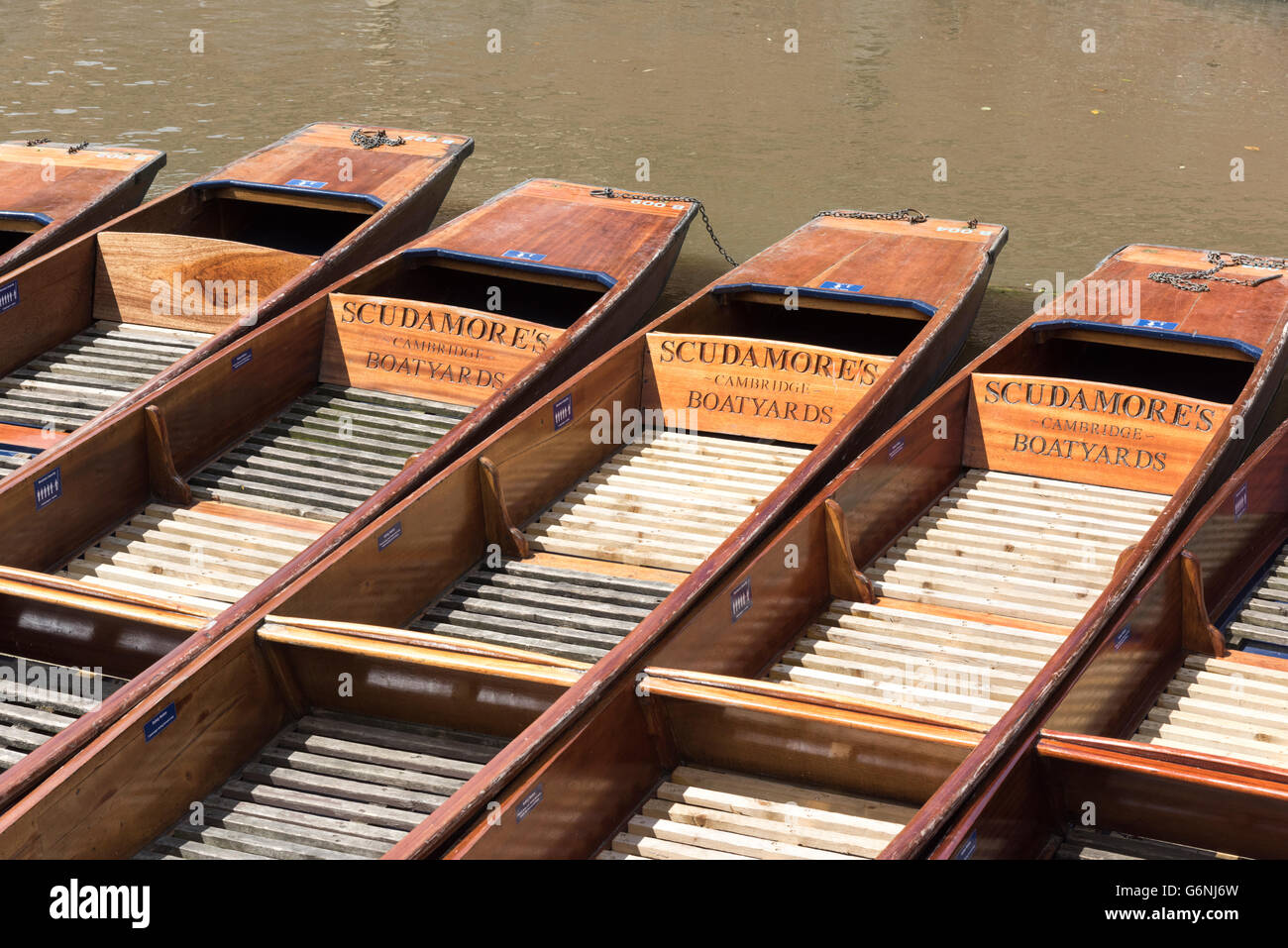Sterline ormeggiato sul fiume Cam in Cambridge Regno Unito posseduto da Scudamores Foto Stock