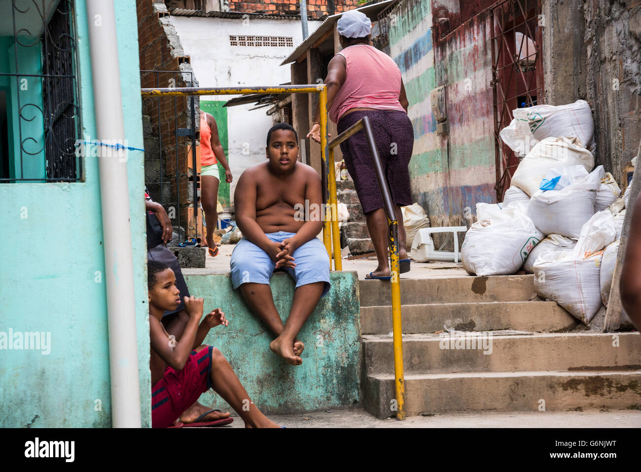 La vita di strada, Gentois comunità, Bairro da Federação, Salvador, Bahia, Brasile Foto Stock