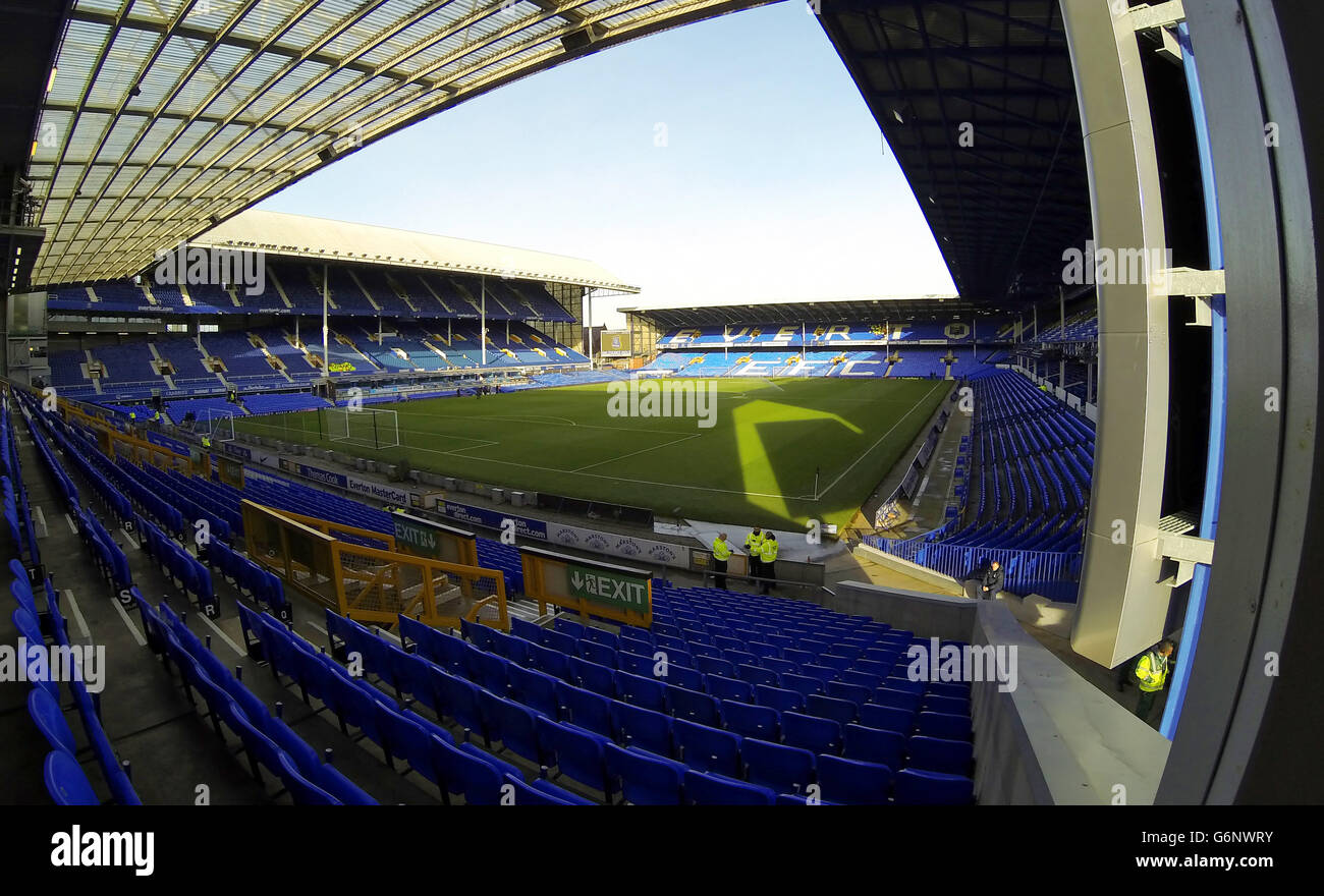 Una vista dello stadio presa da Park Road End, prima della partita Barclays Premier League a Goodison Park, Liverpool. PREMERE ASSOCIAZIONE foto. Data immagine: Domenica 29 dicembre 2013. Vedi PA storia CALCIO Everton. Il credito fotografico dovrebbe essere: Peter Byrne/PA Wire. Foto Stock