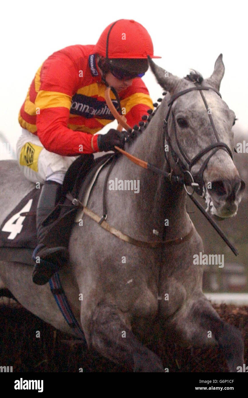 Vincitore del Victor Chandler Ricevi di più Indietro lo Steeple Chase di Novices Bal De Nuit guidato da Ricky Walsh ad Ascot Sabato 10 2004 gennaio.PA Foto: Lindsey Parnaby. Foto Stock