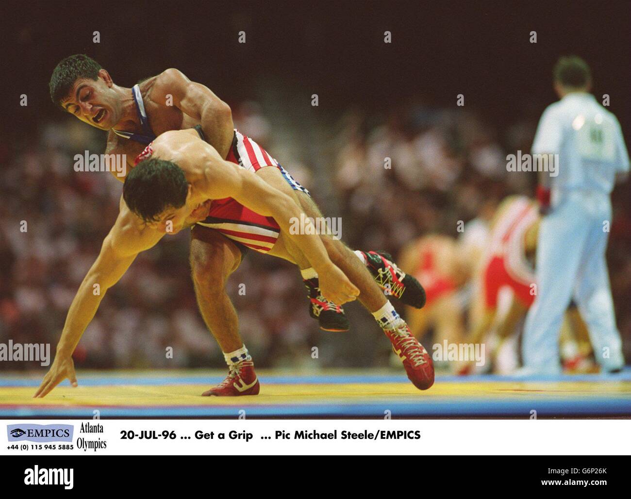 Atlanta Olympic Games 1996 - Gallo-Roman Wrestling. 20-JUL-96, ottenga un grip Foto Stock