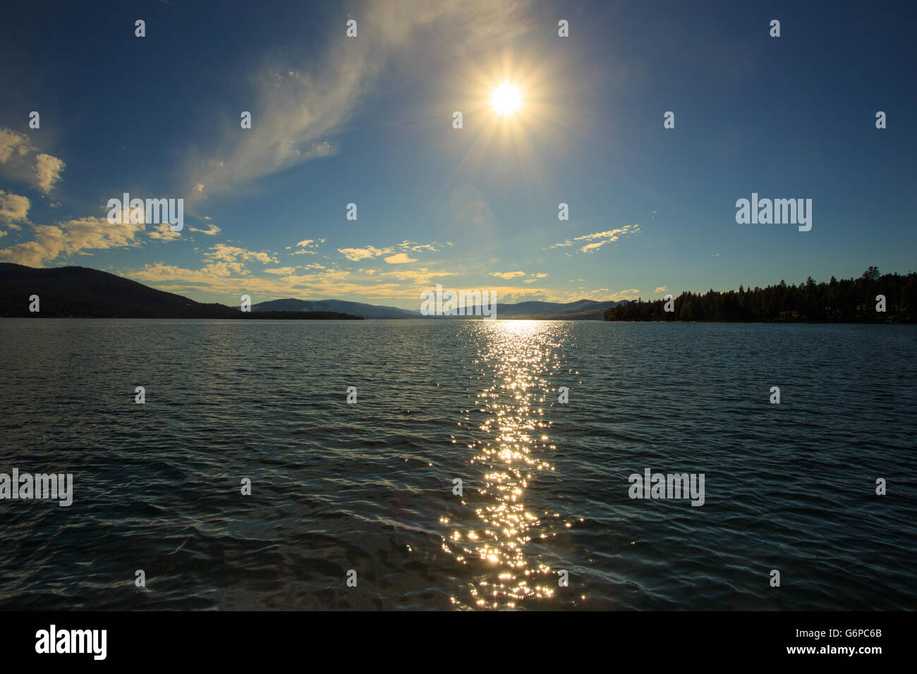 Paesaggio e tramonto sul Lago Flathead in Montana. Foto Stock