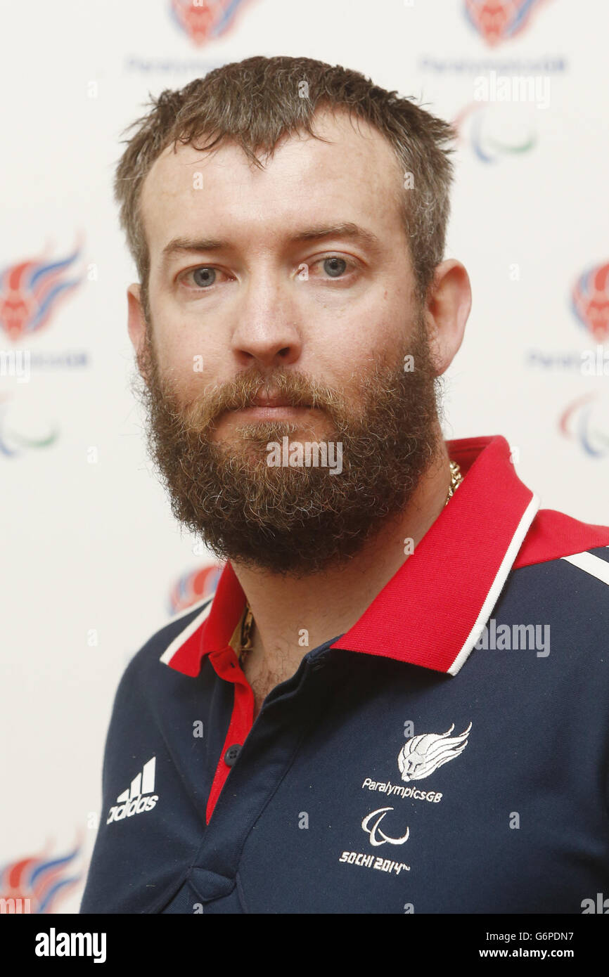 Mick Brennan, Sci Alpino, durante il lancio del Paralimpico Team GB per Sochi al Radisson Blu Hotel, Glasgow. PREMERE ASSOCIAZIONE foto. Data immagine: Giovedì 23 gennaio 2014. Il credito fotografico dovrebbe essere: Danny Lawson/PA Wire Foto Stock
