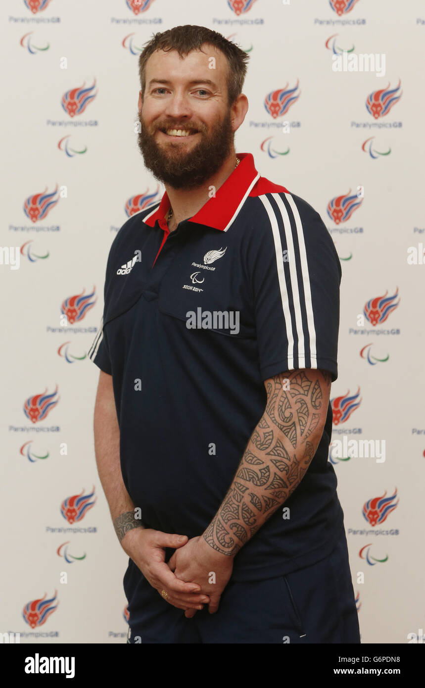 Mick Brennan, Sci Alpino, durante il lancio del Paralimpico Team GB per Sochi al Radisson Blu Hotel, Glasgow. PREMERE ASSOCIAZIONE foto. Data immagine: Giovedì 23 gennaio 2014. Il credito fotografico dovrebbe essere: Danny Lawson/PA Wire Foto Stock
