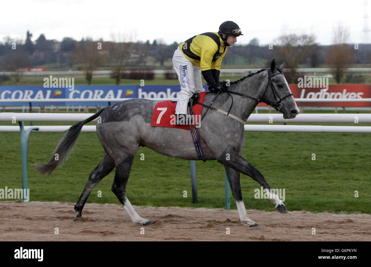 Grace Hull guidato da Billy Cray va a postare al Southwell Racecourse, Nottingham. Foto Stock