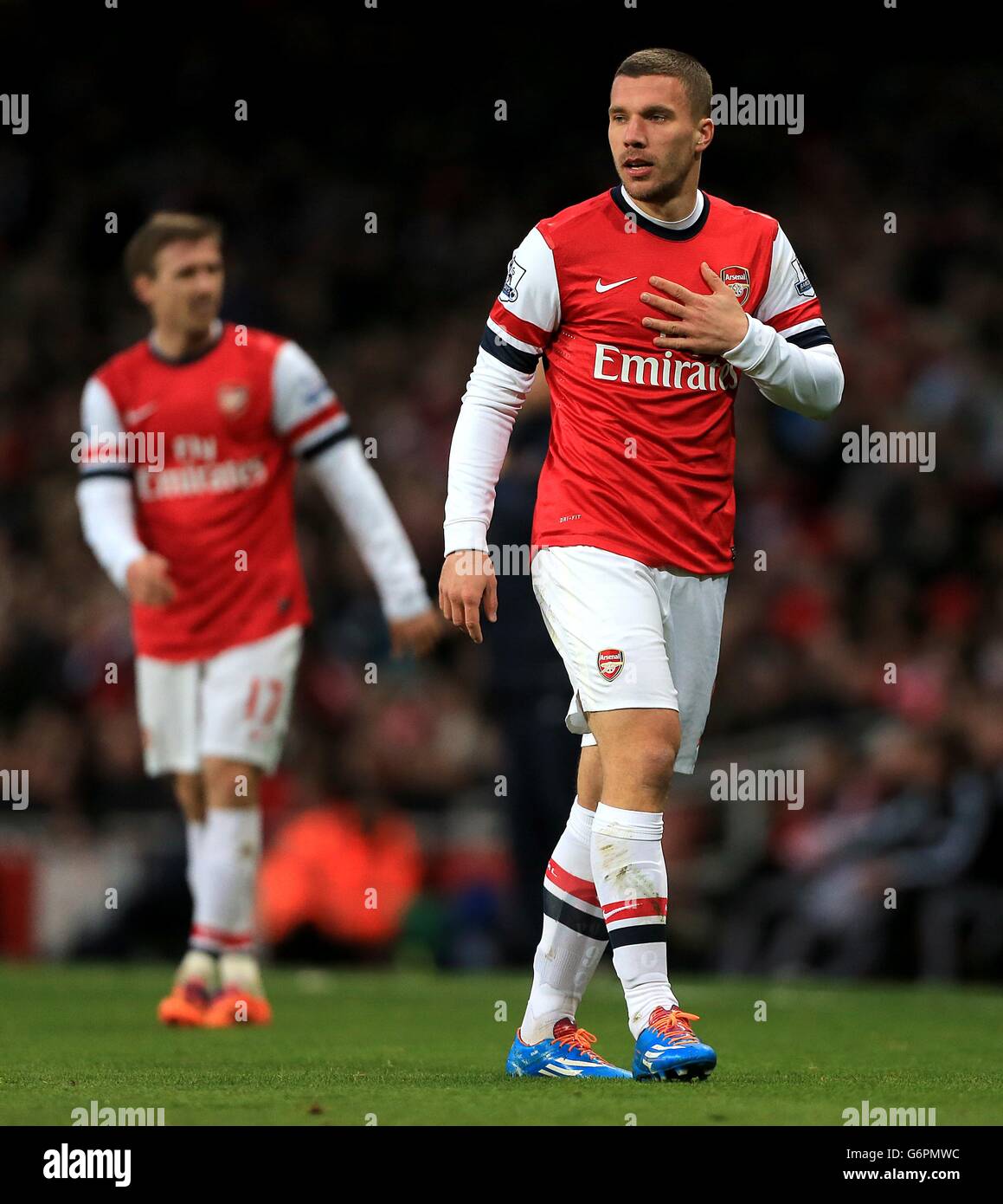 Calcio - Barclays Premier League - Arsenal v Fulham - Emirates Stadium. Lukas Podolski, Arsenale Foto Stock