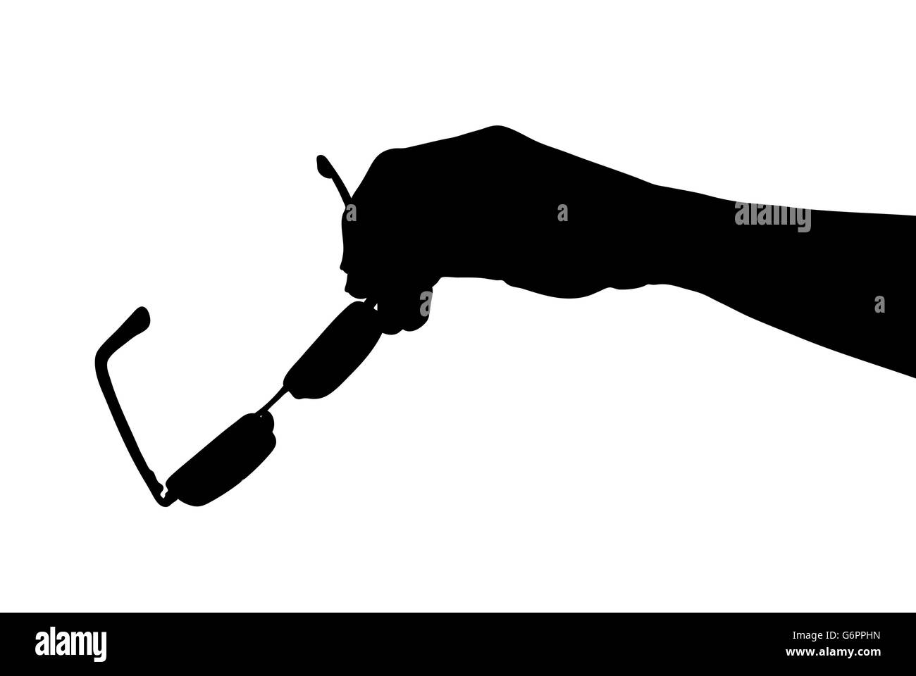 Silhouette di mano azienda occhiali Illustrazione Vettoriale