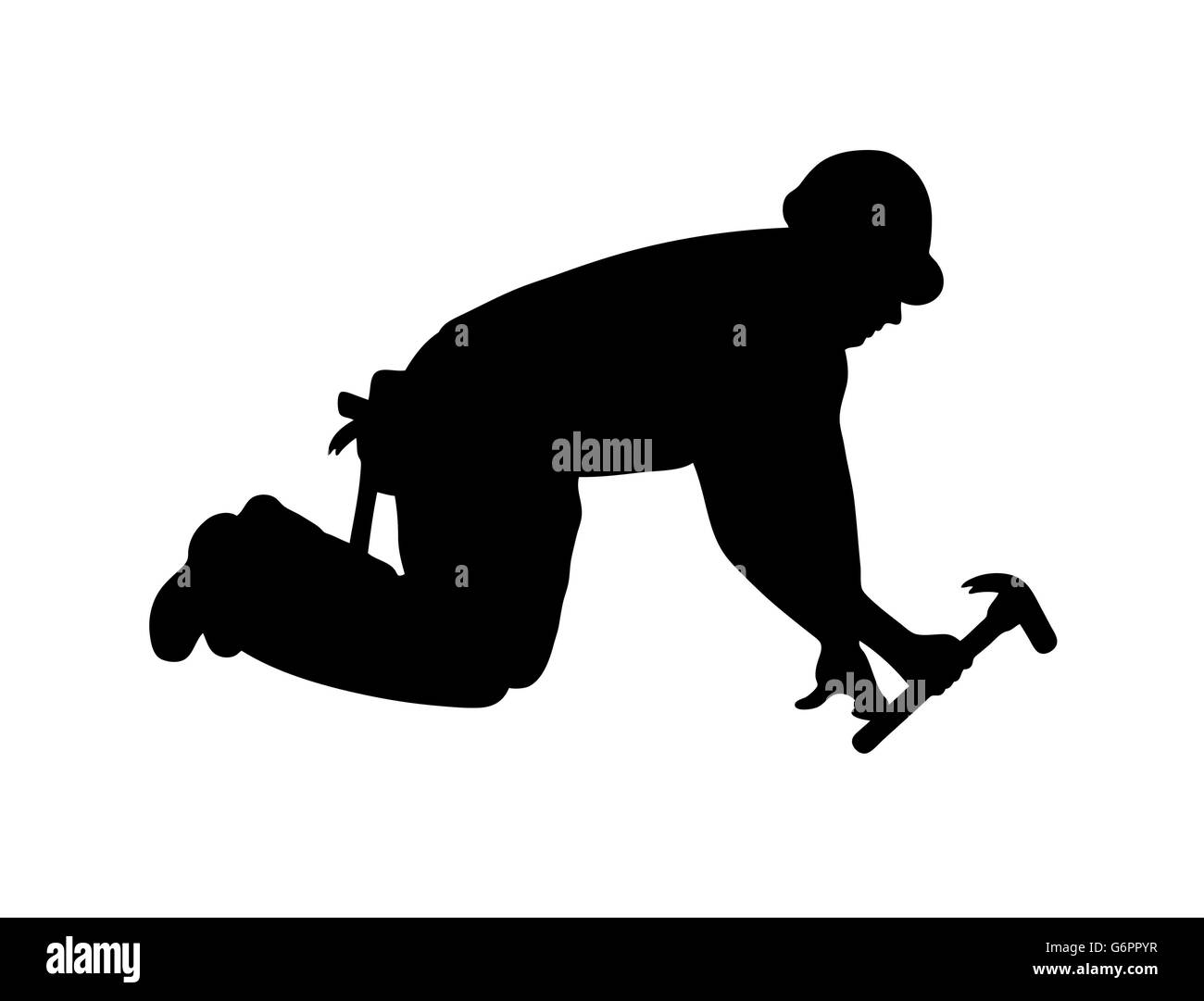 Lavoratore con silhouette di martello Illustrazione Vettoriale