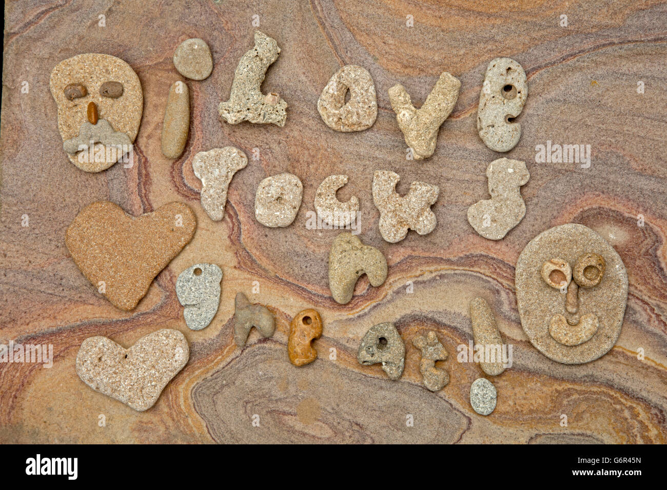 Io amo le rocce, realizzato da tutte le rocce naturali da Florida Foto Stock