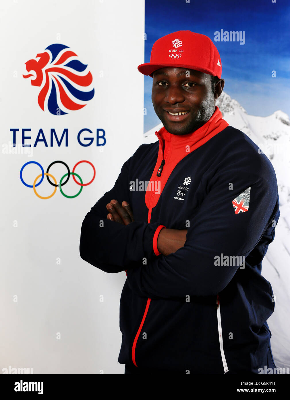 Il pilota britannico della GB2 Bobsleigh Lamin Deen durante la sessione di kitting out al centro adidas di Stockport. PREMERE ASSOCIAZIONE foto. Data di emissione: Mercoledì 22 gennaio 2014. Il pilota della GB2 Lamin Deen sarà spinto da John Baines, ben Simons e Craig Pickering, che rappresentò anche la Gran Bretagna ai Giochi estivi di Pechino 2008 nella staffetta 4x100m. Vedere PA Story SPORT Britain. Il credito fotografico dovrebbe essere: Nick Potts/PA Wire Foto Stock