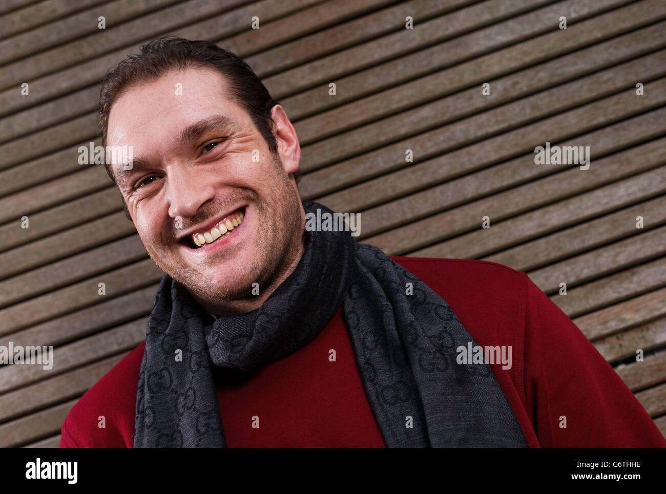 Tyson Fury dopo la conferenza stampa testa a testa al Fredericks Restaurant, Londra. Foto Stock